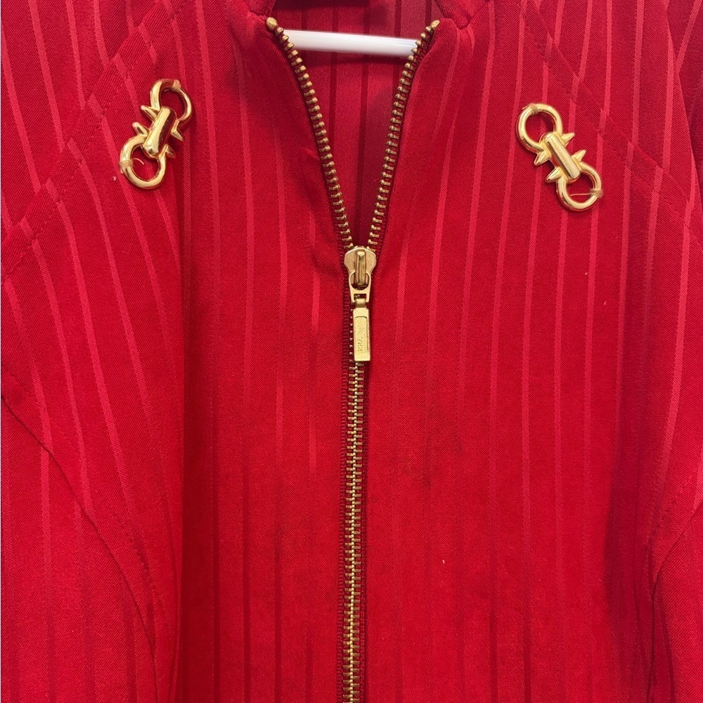 Chic Red Pinstripe Women's Blazer - Picture 4 of 4